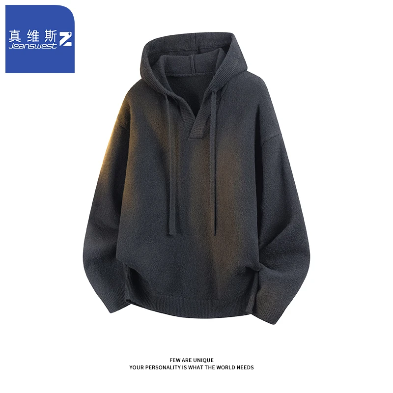 真维斯Z+秋季款复古慵懒风连帽针织衫男潮牌ins百搭保暖休闲毛衣