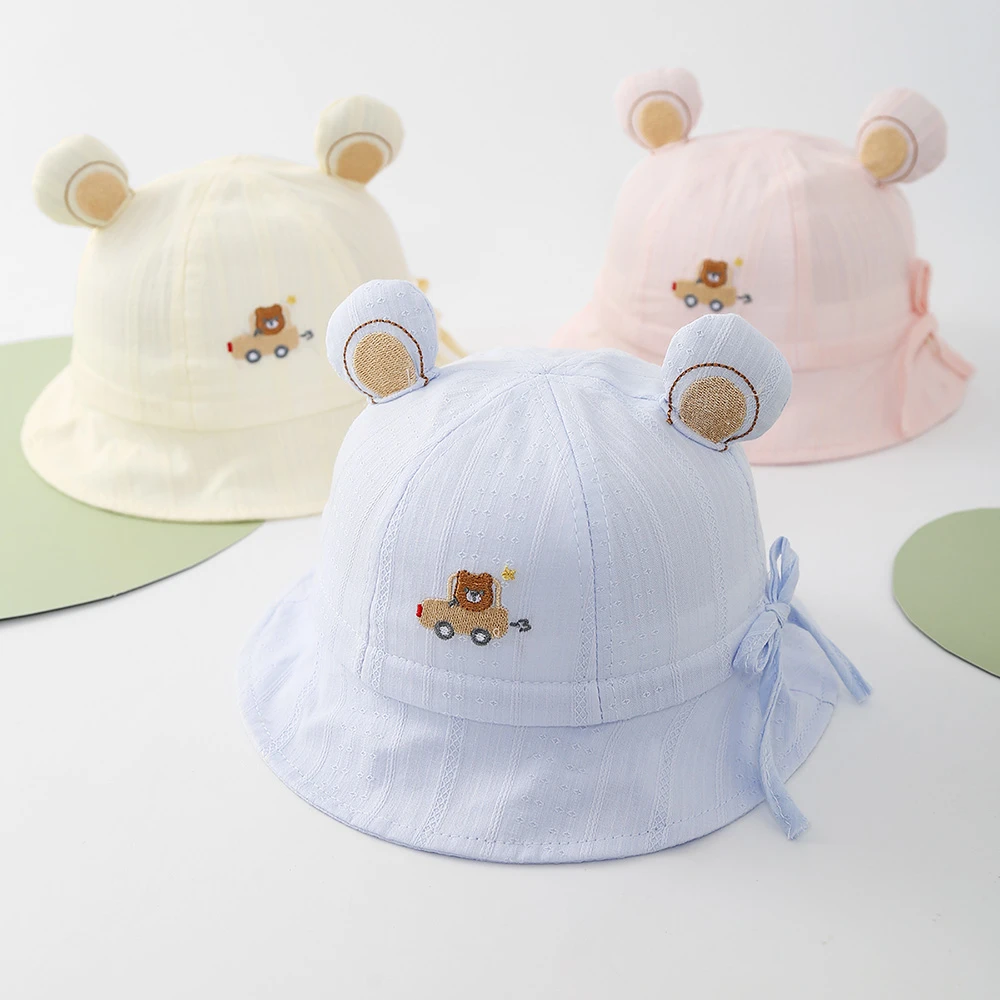 婴幼儿帽子短檐渔夫帽卡通男女宝太阳帽新生儿婴儿透气盆帽薄款