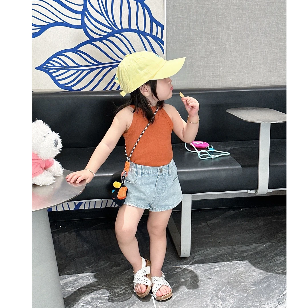 壹妈韩版童装女童2025夏装新款流行爆款小女孩百搭背心牛仔短裤