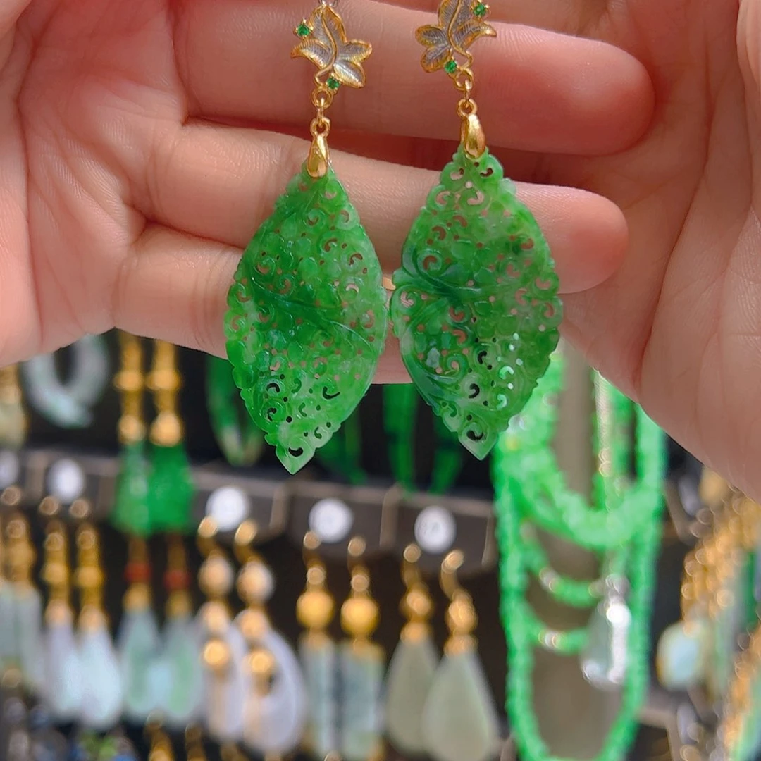 银S925镶嵌翡翠耳饰