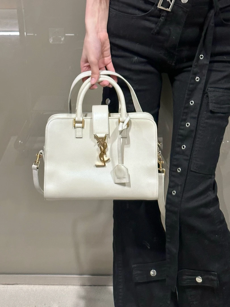 95新 YSL/圣罗兰 ysl 白金波士顿小号斜挎包(K)