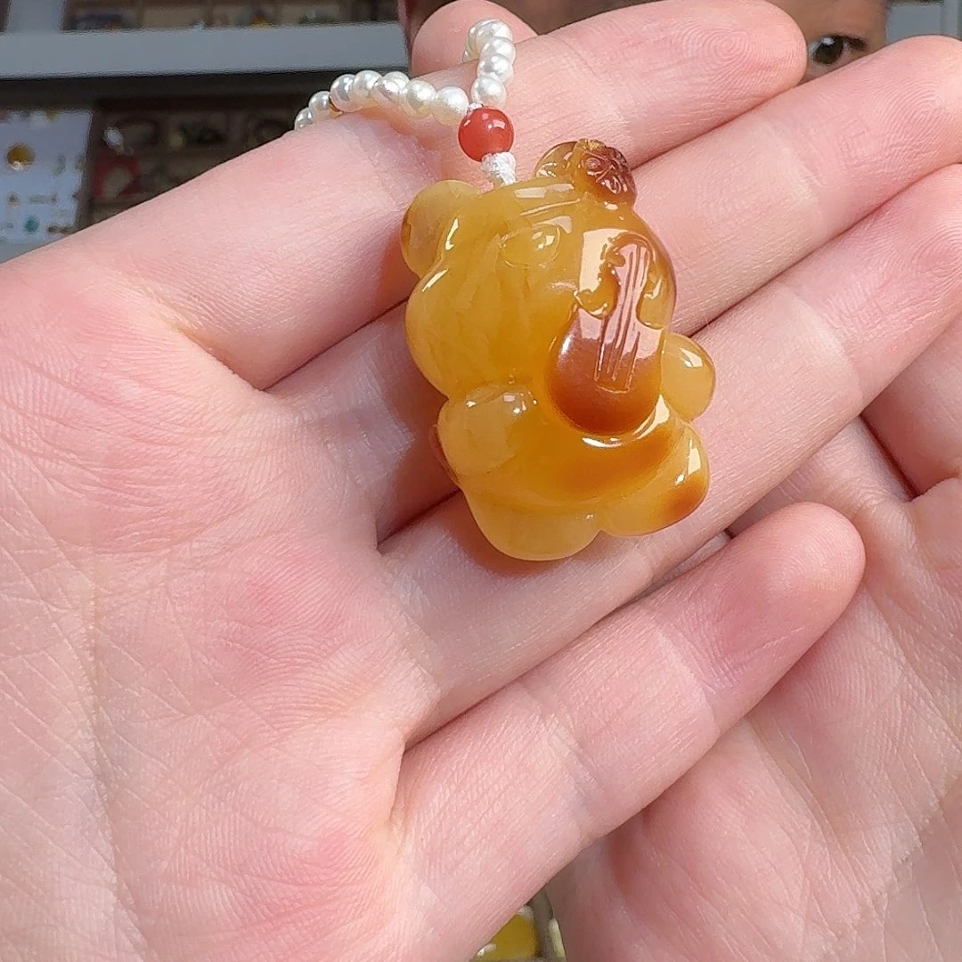 琥珀颈饰未镶嵌tx981小熊项链