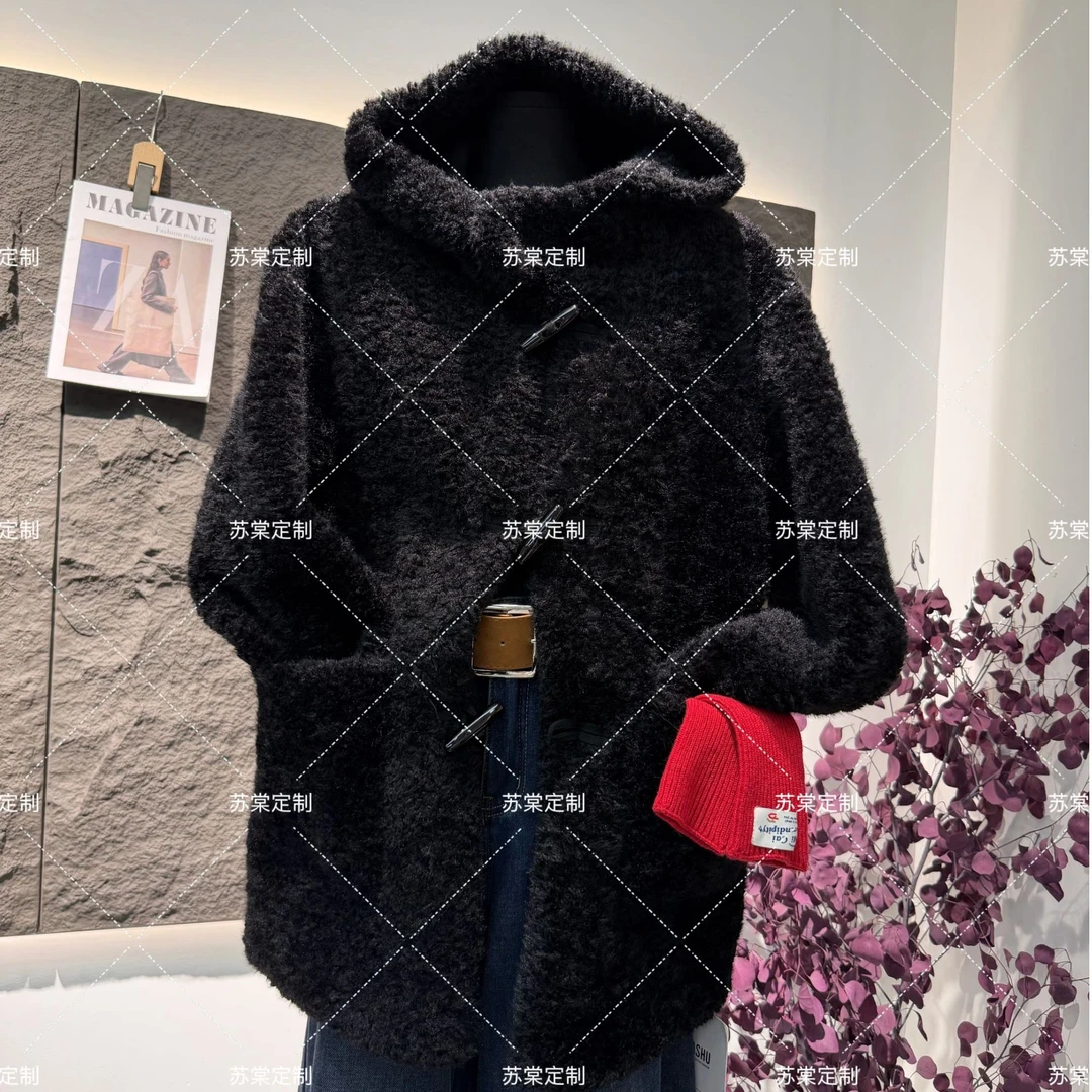 苏棠专属-气质百搭加厚中长款时尚毛毛外套冬季手套款新款上衣