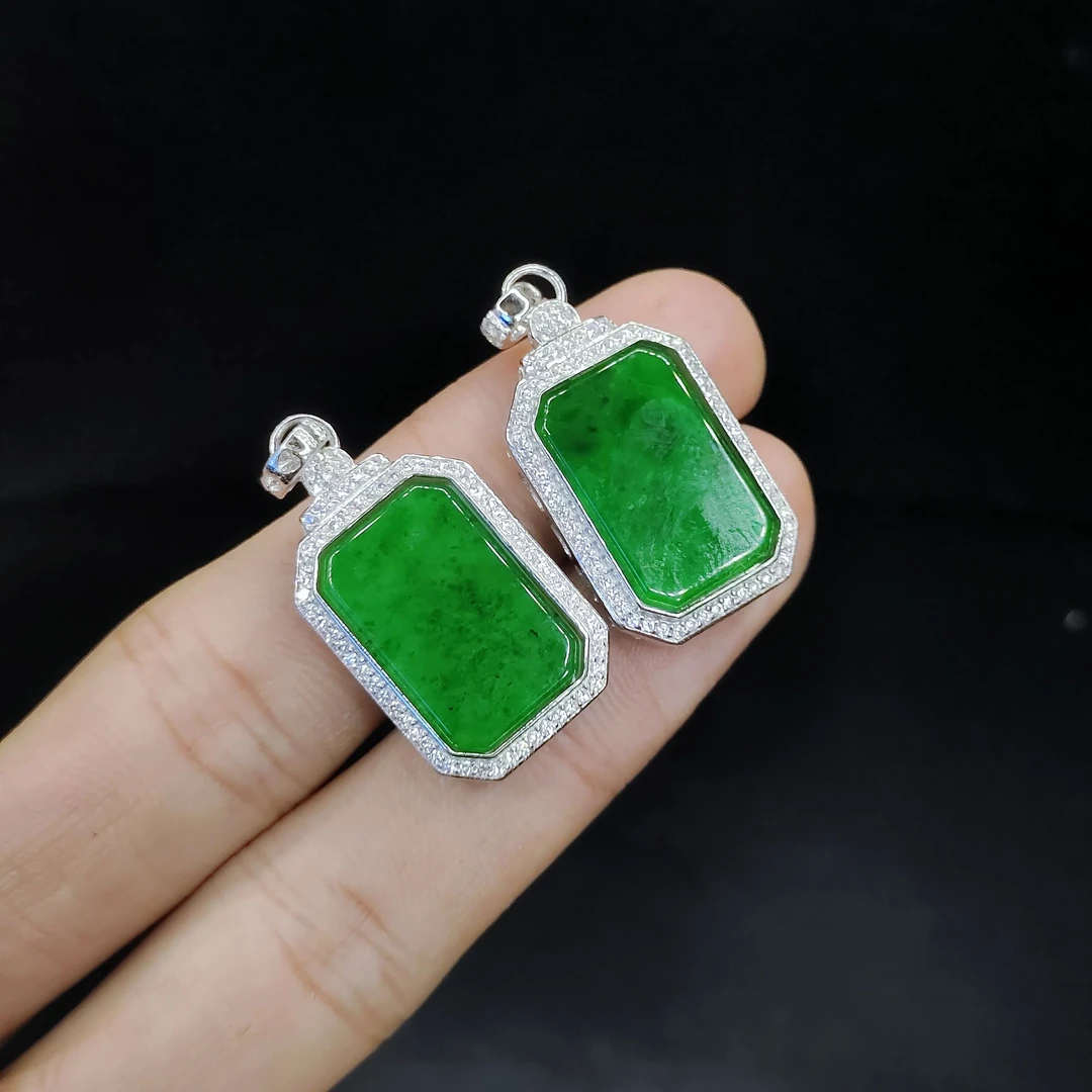 s925银翡翠无事牌吊坠赠链T1【多样性发其一】约19-12-4mm