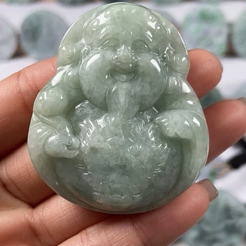 翡翠颈饰未镶嵌财神爷福利翡翠