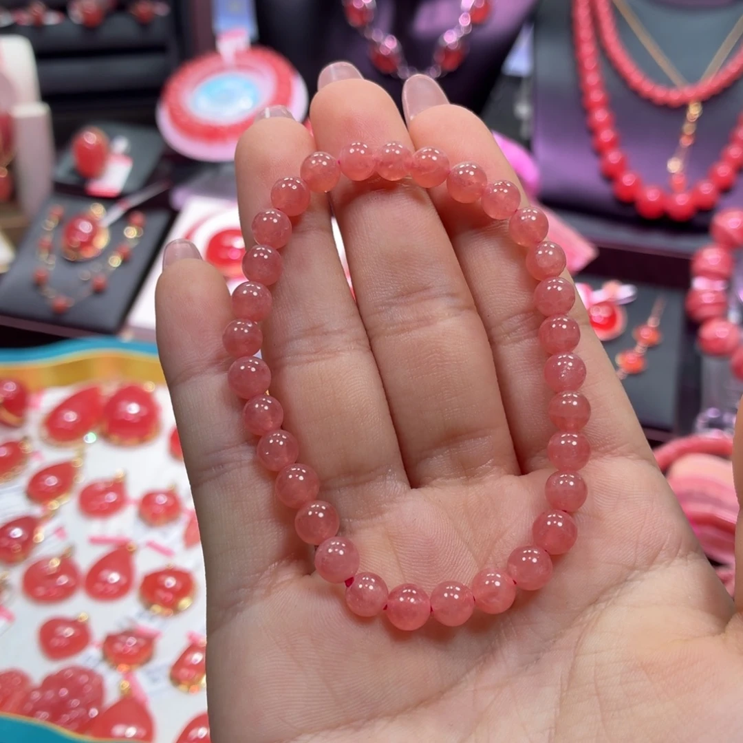 菱锰矿（红纹石）未镶嵌手串冰种6mm