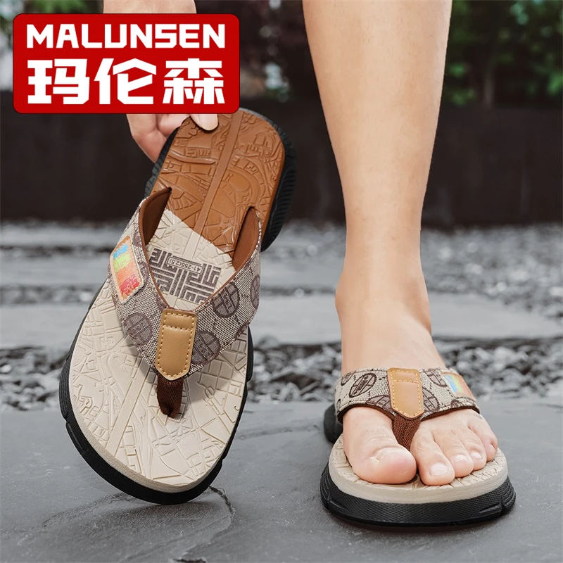 人字拖男款户外休闲拼色耐磨厚底透气防滑夏季夹脚时尚沙滩人字拖