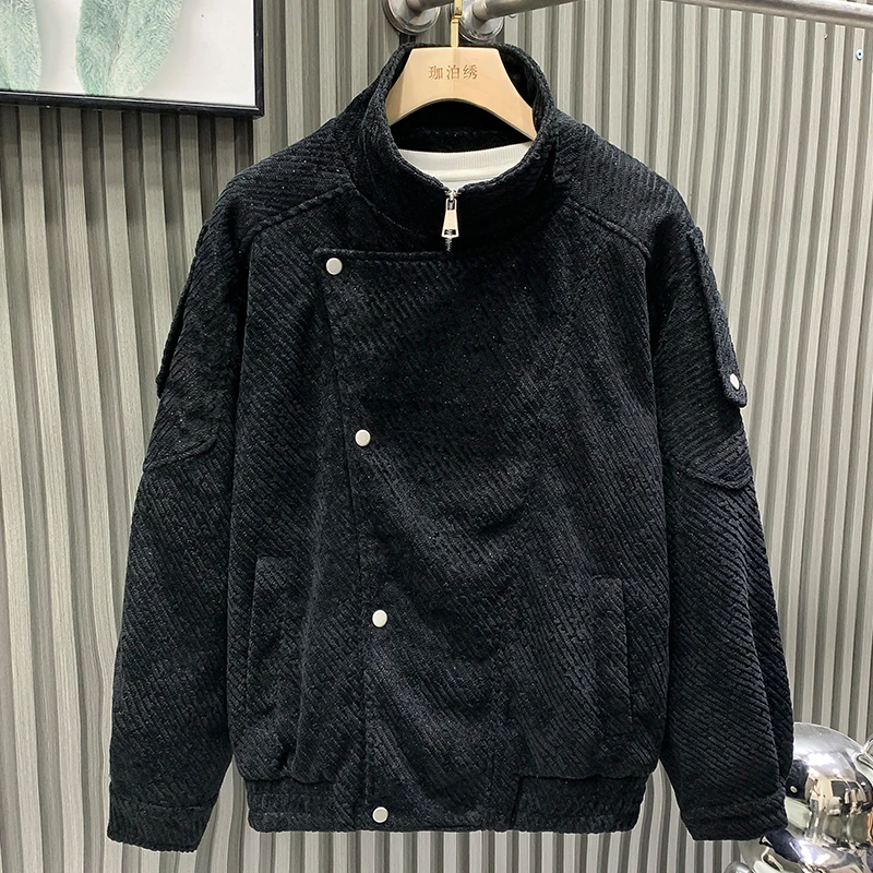 PinkAvril冬季新品美式高街痞帅宽松休闲夹克男宽松休闲立领外套