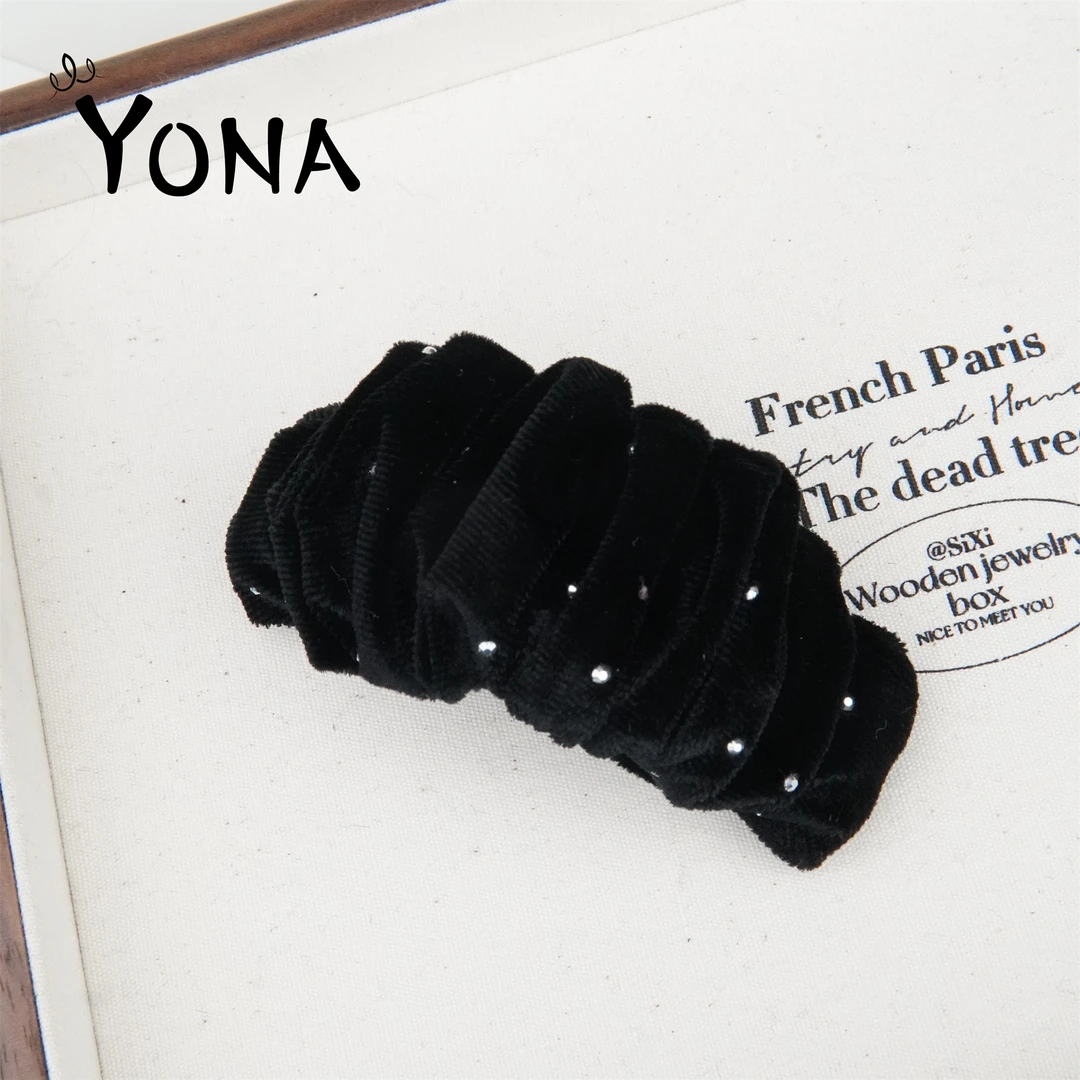 【TH027】新款丝绒满天星百搭后脑勺马尾发夹褶皱毛毛虫百搭头饰