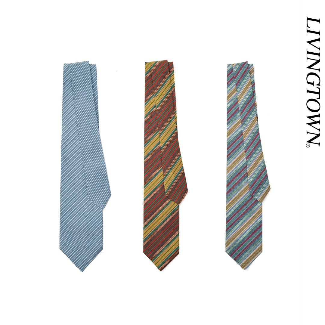 LIVINGTOWN英伦复古百搭正装职业商务Vintage风休闲拼色条纹领带