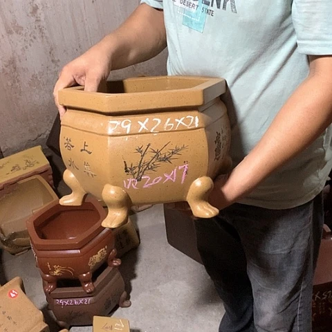 紫砂花盆手工艺品