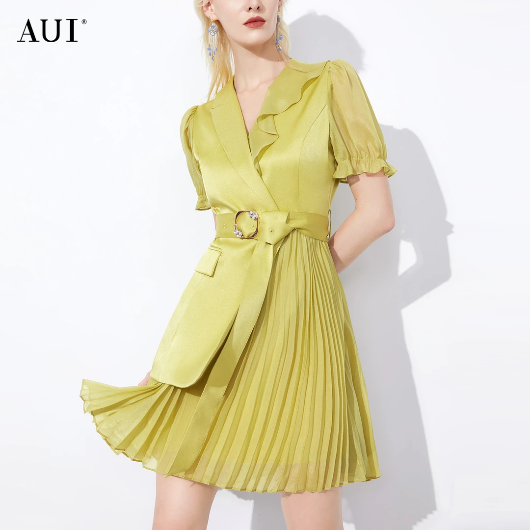 【老板娘夏天】AUI小个子显高西装连衣裙小众不规则裙-21D018083