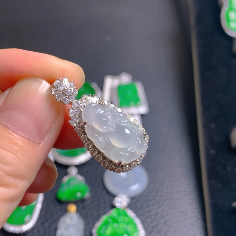 【闪购商品】翡翠银S925镶嵌吊坠(不含链)