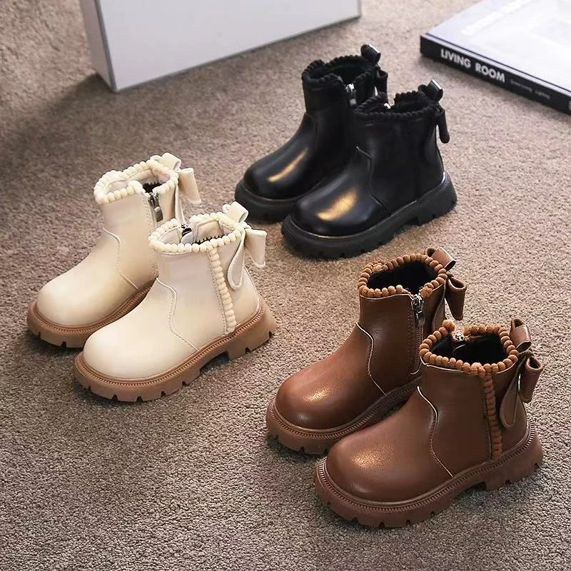 ABC女童靴子2025秋冬新款小女孩儿童新款洋气马丁靴加绒公主短靴