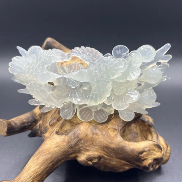 纯天然岫玉喜鹊梅花喜上眉梢吊坠