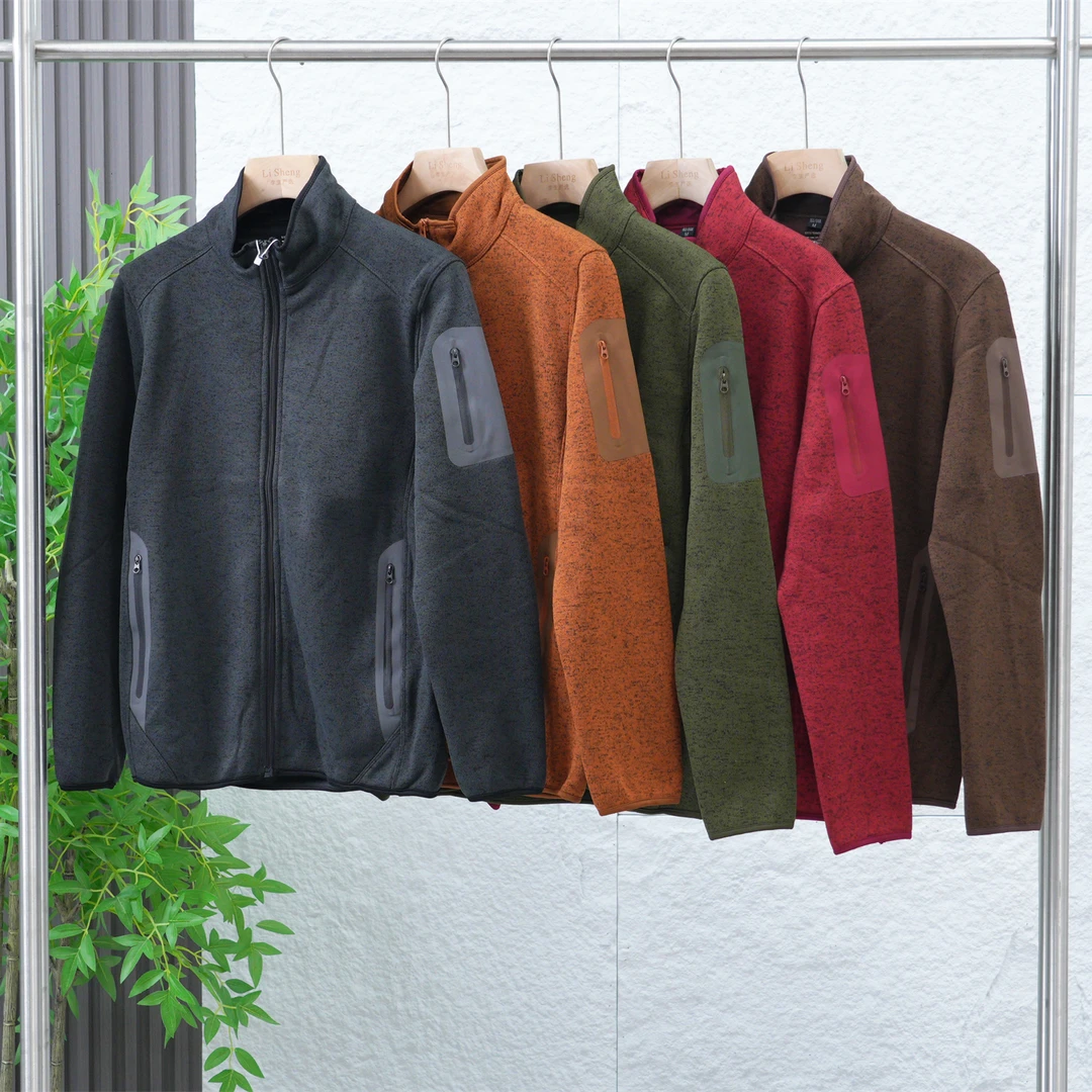 秋季情侣款抓绒磨毛保暖立领拉链设计简约纯色休闲外套Z2002-1655