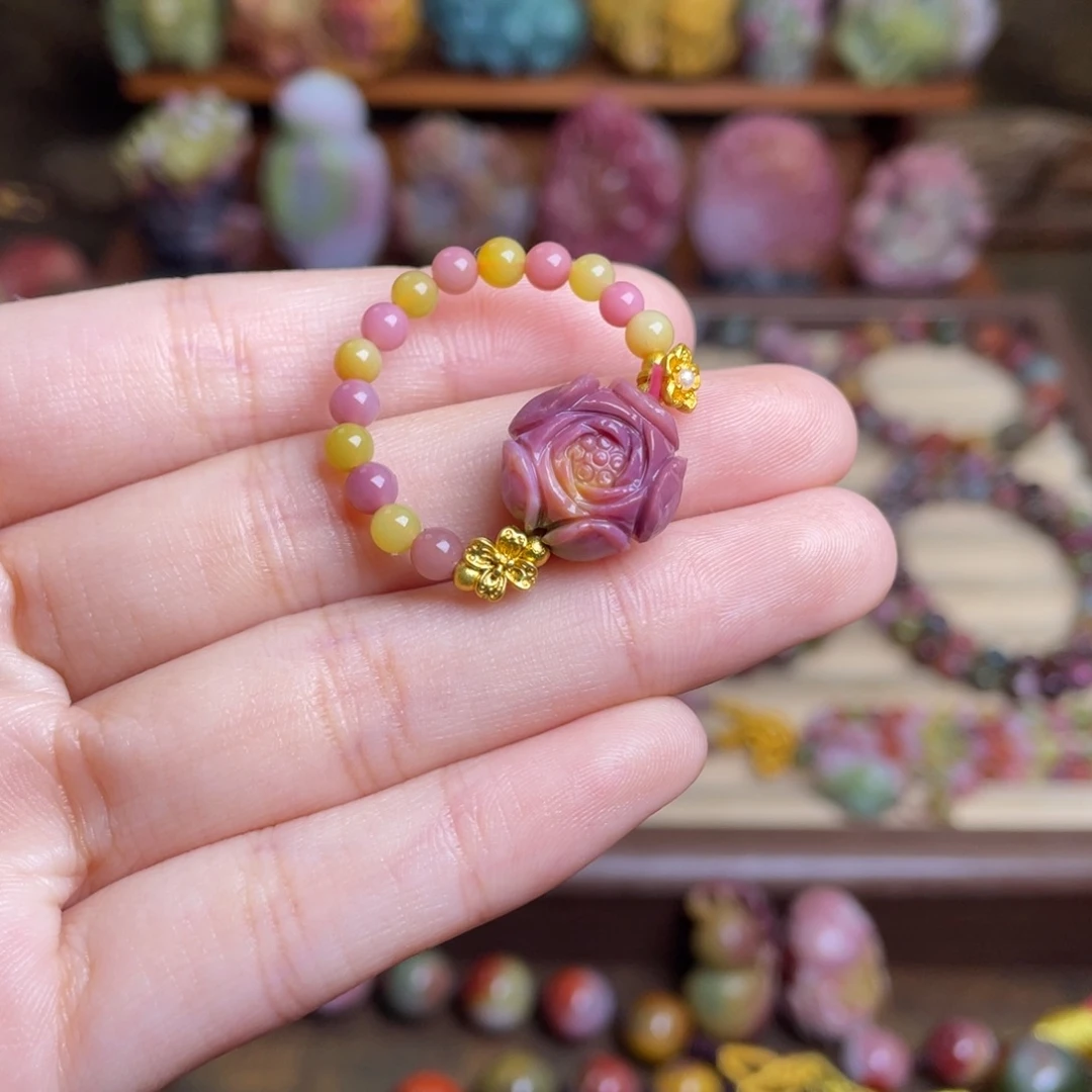 玛瑙/玉髓合金珠宝半成品盐源玛瑙花花戒指