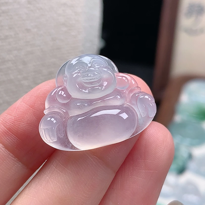 缅甸天然翡翠玉佛公挂件水润冰透精雕时尚百搭20.7*26.0*5.6mm