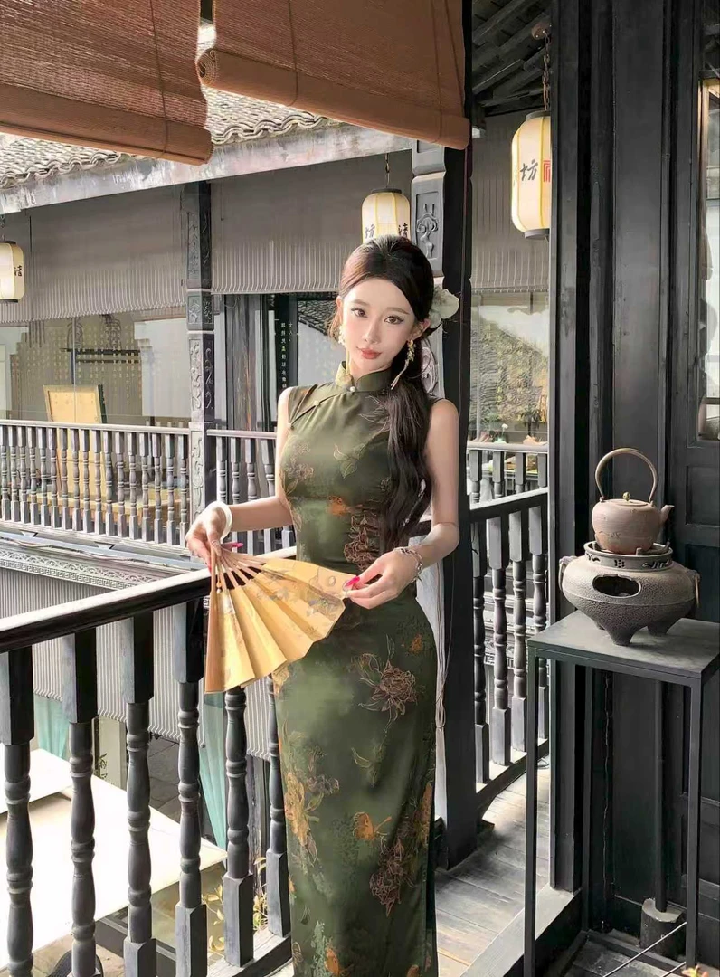 【爆款】中国风旗袍显白民国风气质夏季中长款印花连衣裙