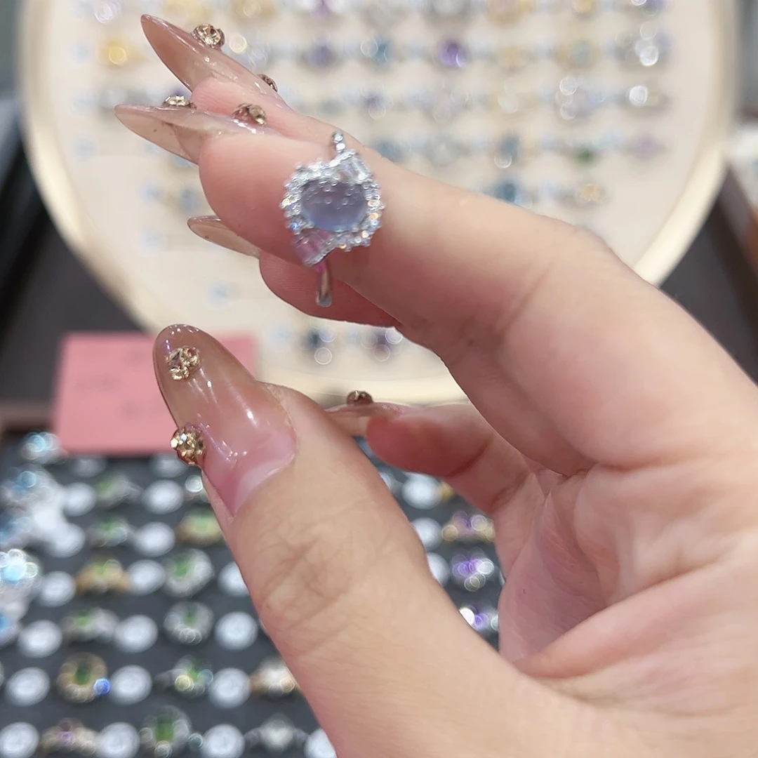 蛇纹石玉戒指银S925镶嵌?**n