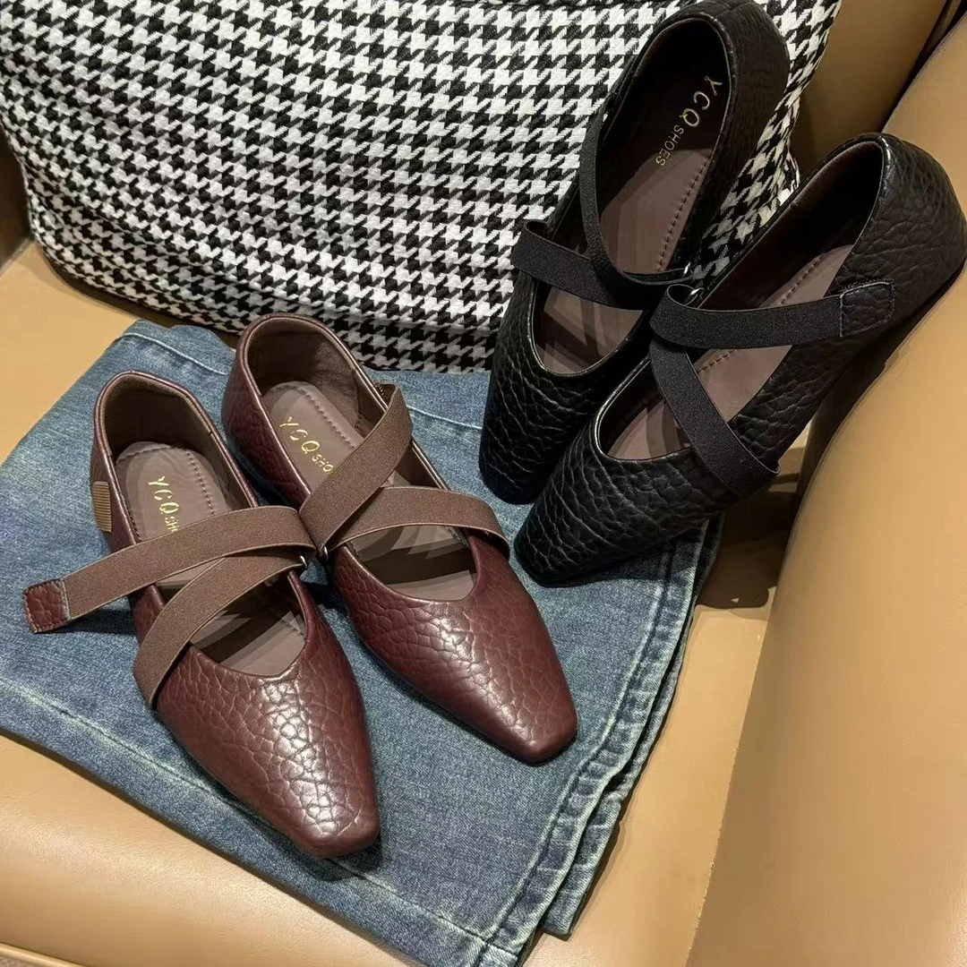 固特异懒人鞋玛丽珍鞋方头单鞋高跟女士尖头女鞋气质时尚832-1