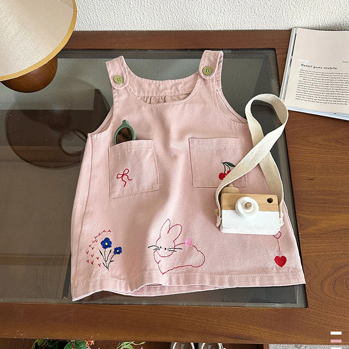 女童春秋背心裙子2025新款儿童韩版女宝宝秋装外穿洋气背带连衣裙