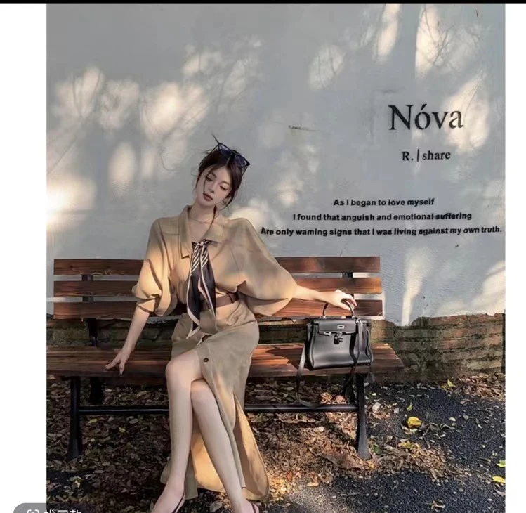 【LAOYUGAODING】高品质-1088高级感立领风衣连衣裙女宽松长款外套