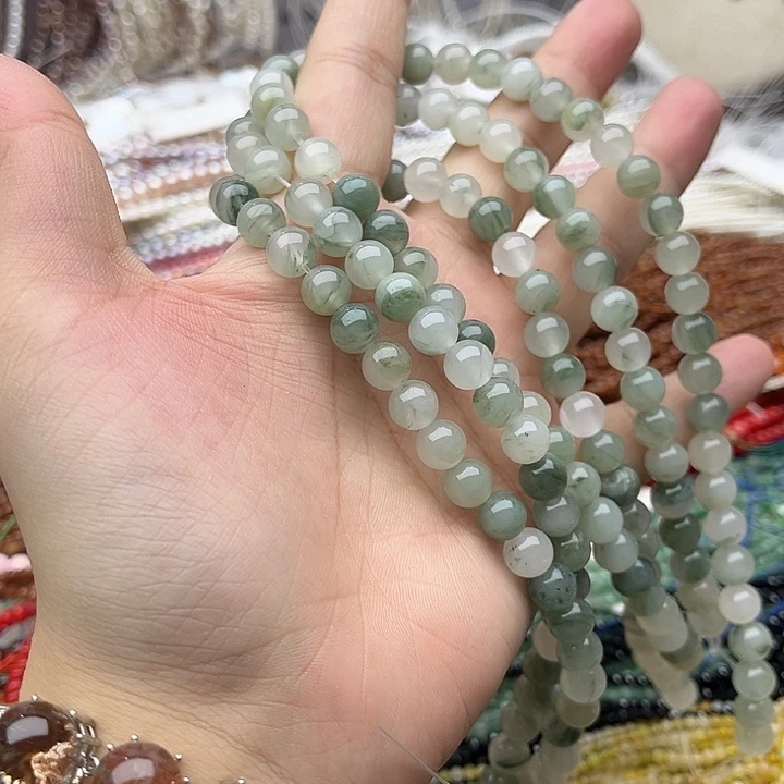 玛瑙/玉髓未镶嵌珠宝半成品2条8mm左右天山翠