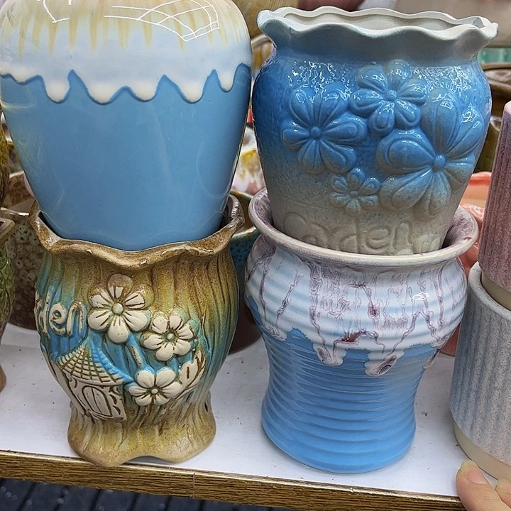 多肉绿植陶瓷花盆9.9包邮，有孔