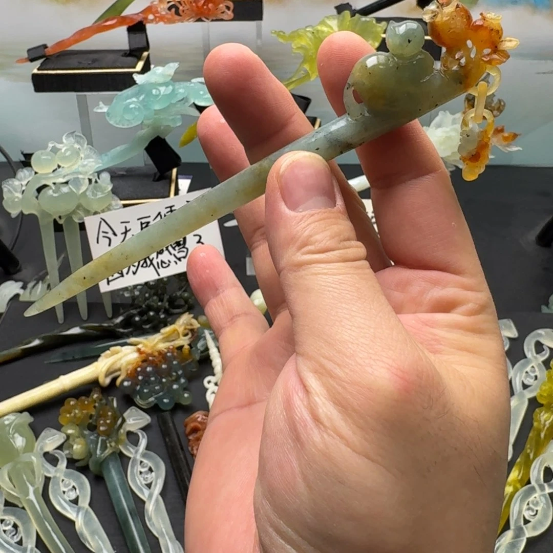 岫玉发饰未镶嵌明君玉簪就是好看