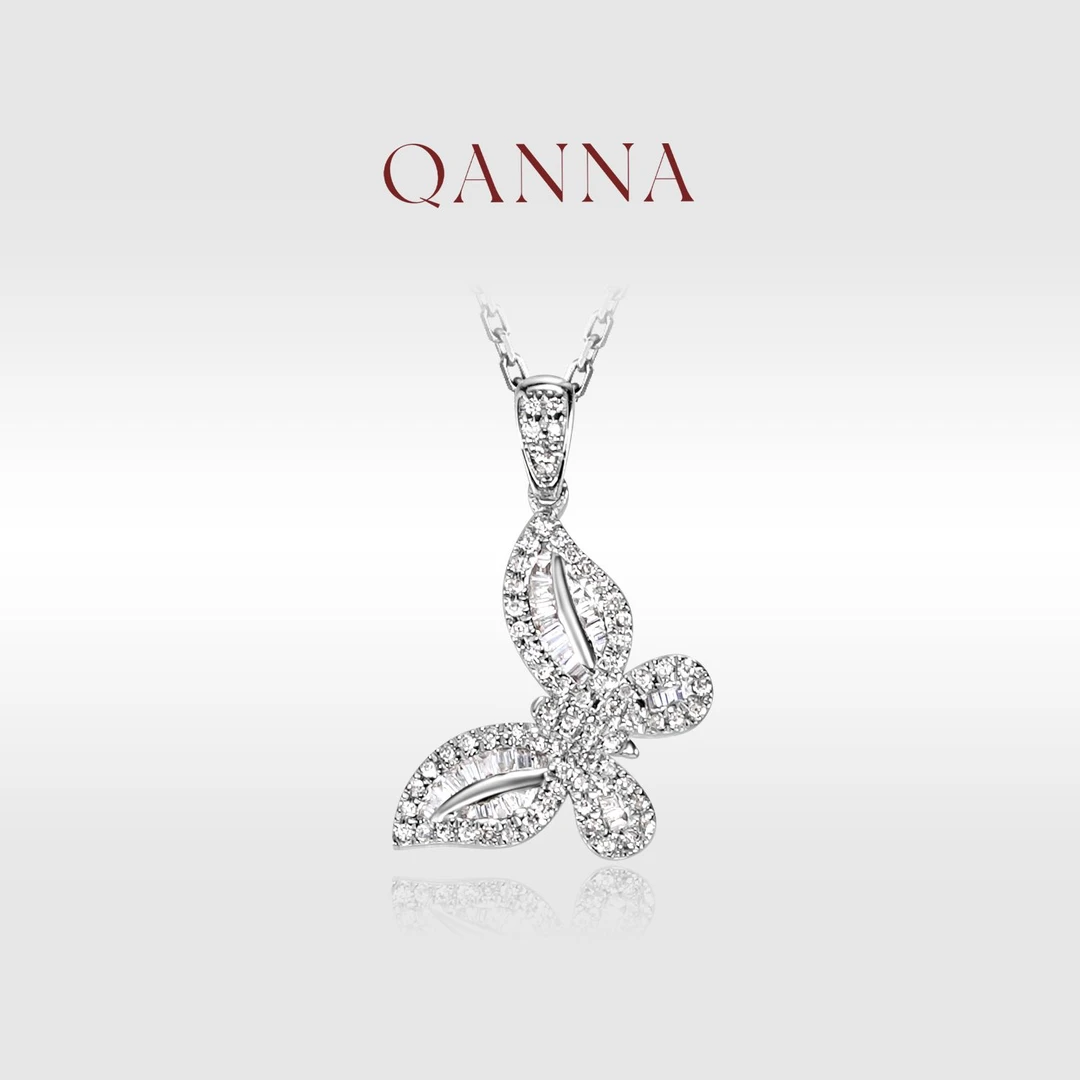 QANNA【大号方钻蝴蝶】【重金】轻奢时尚百搭灵动钻石吊坠（不含链）AF