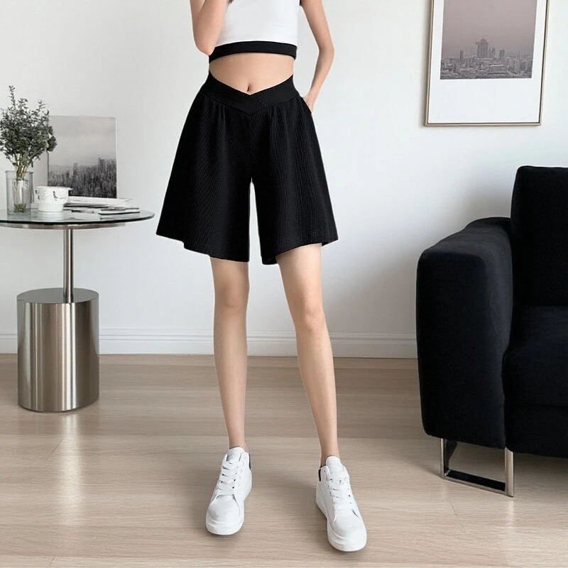 孕妇短裤夏季新款时尚低腰休闲裤小个子简约五分裤宽松显瘦阔腿裤