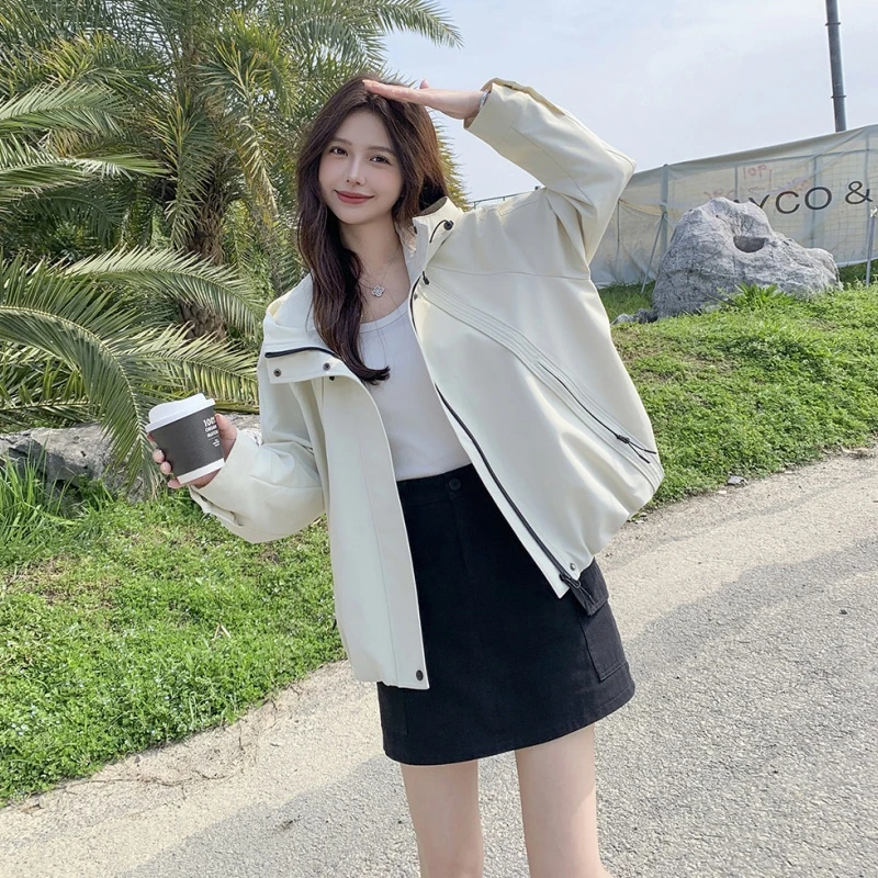 工装外套女2025年春秋新韩版爆款女士连帽休闲女款小个子短款风衣