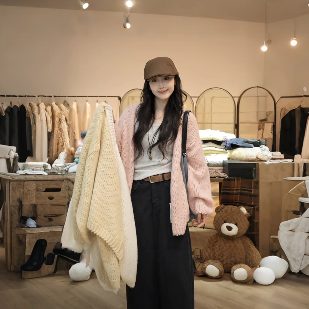 【闵笑一】秋以至 小众设计2025早秋新款慵懒风针织衫上衣外套