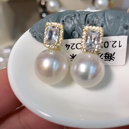 银S925镶嵌海水珍珠耳饰12.02