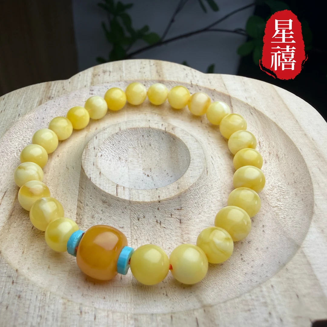 天然蜜蜡单圈DIY简约设计手串时尚百搭显气质