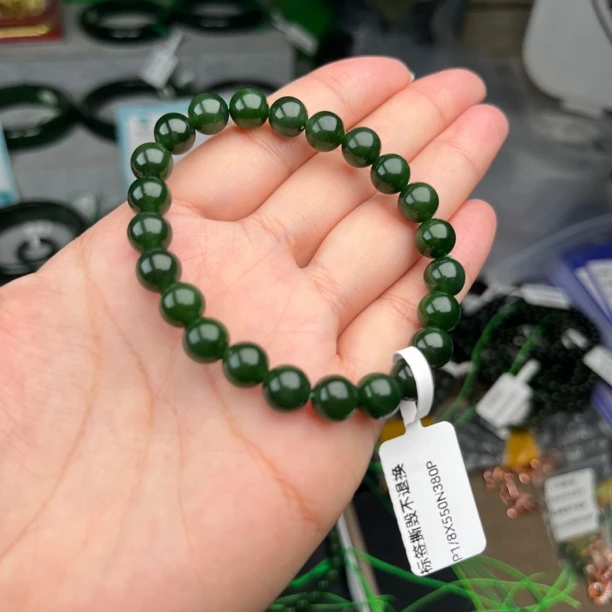 碧玉辣菠菜绿手串中秋送老婆女友的精致