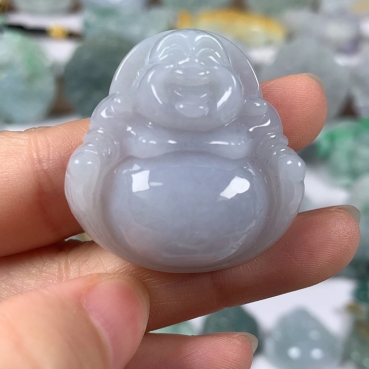 翡翠未镶嵌颈饰笑佛卡厚10+