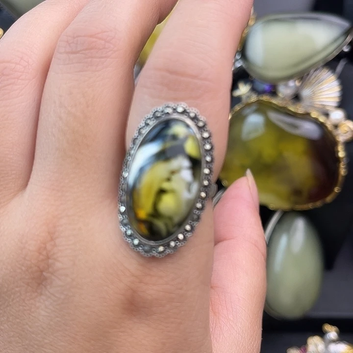 琥珀银S925镶嵌裸石