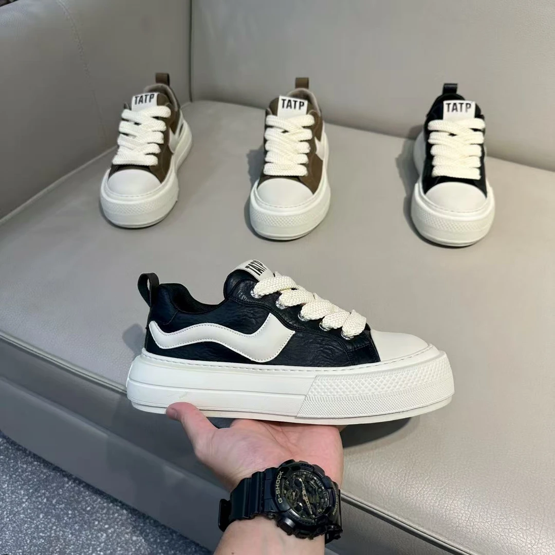 男士鞋透气板鞋厚底拼色素面休闲日常百搭简约个性舒适男鞋  TT