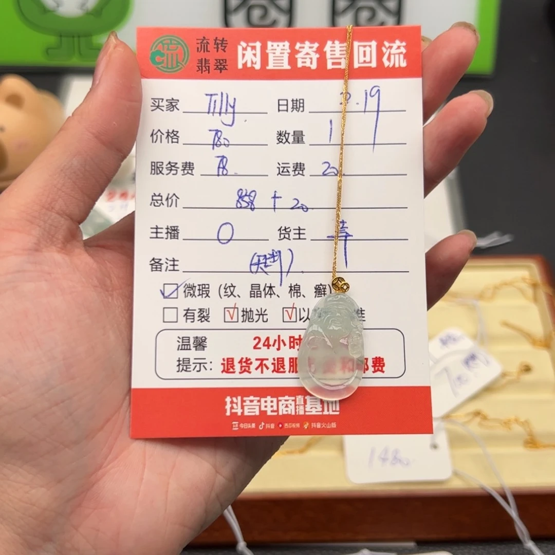 翡翠吊坠(赠链)18K金镶嵌T****?翡翠