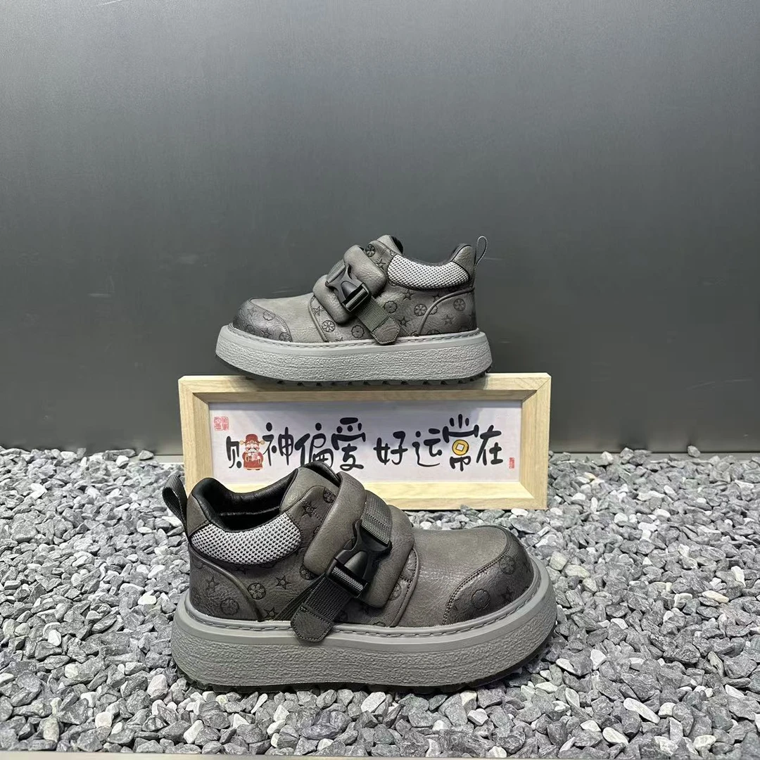 单棉同款男士新款加绒保暖时尚百搭印花搭扣厚底增高潮流休闲鞋