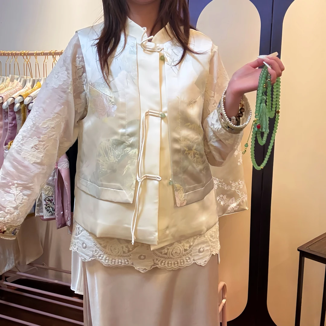 改良高端温婉新中式马甲流苏盘扣叠穿背心套装轻国风女装2025新款