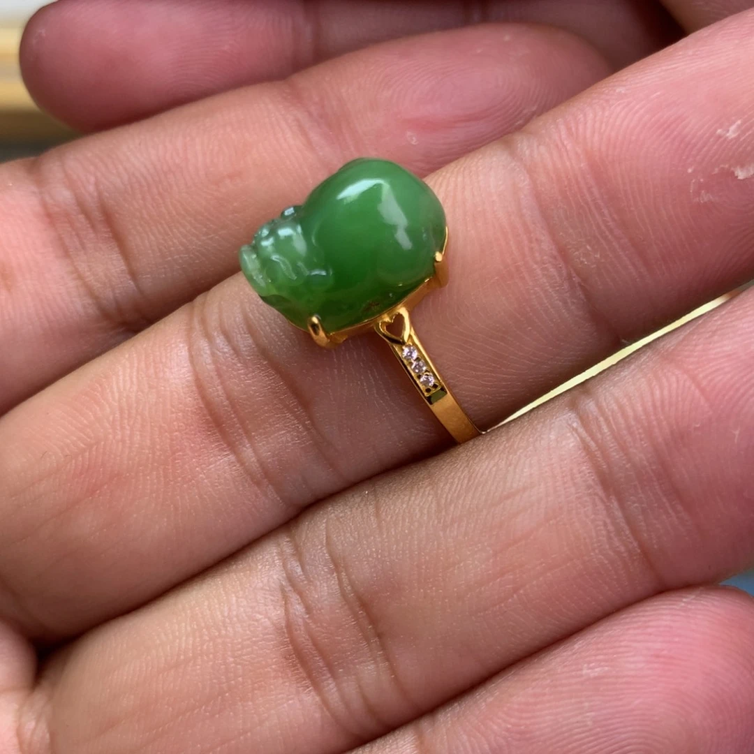 和田玉项圈银S925镶嵌F*貔貅戒指