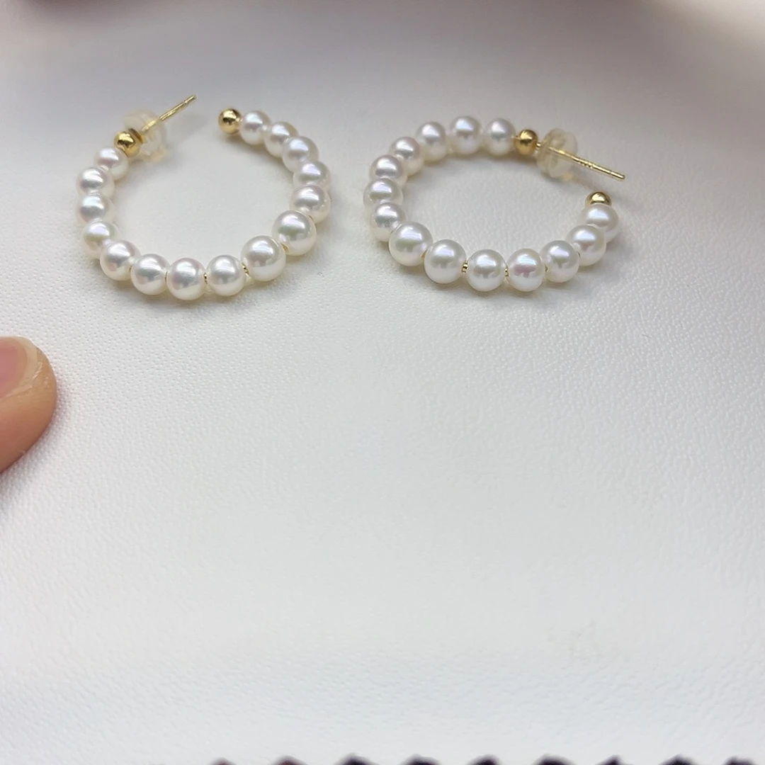 淡水珍珠耳饰银S925镶嵌
