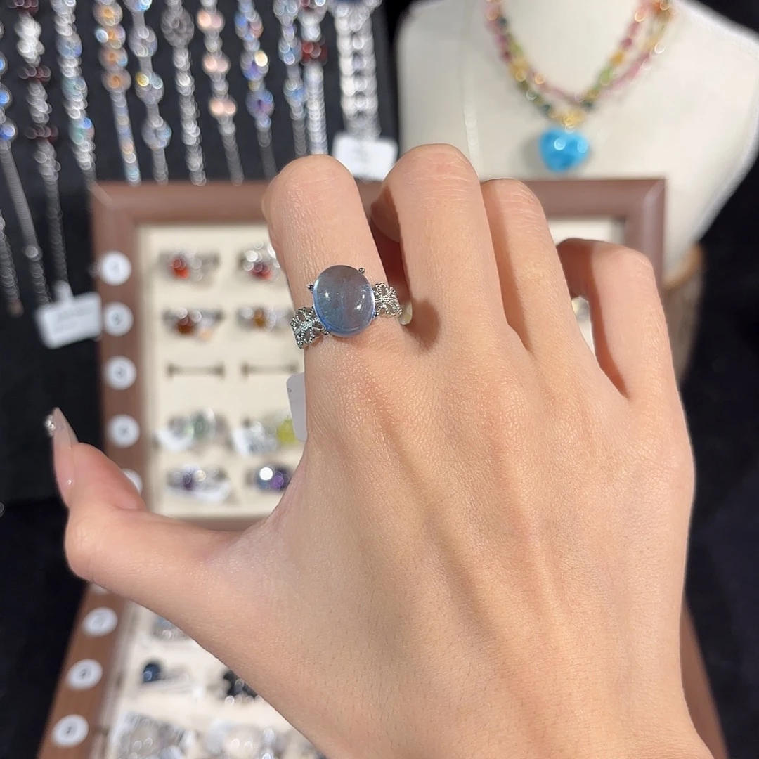 黑***姬烟晶戒指银S925镶嵌