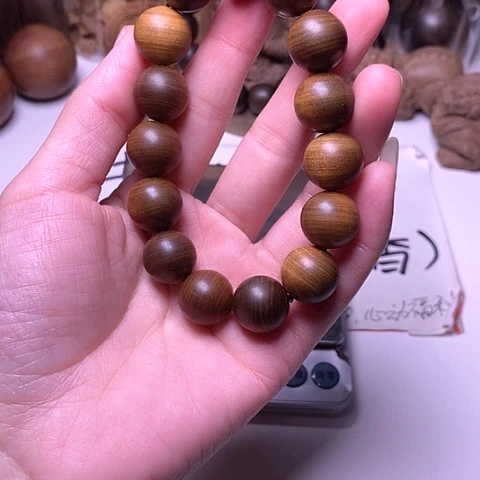 檀香木手串/手链檀香黑肉1.5/15横纹虎皮沉微瑕