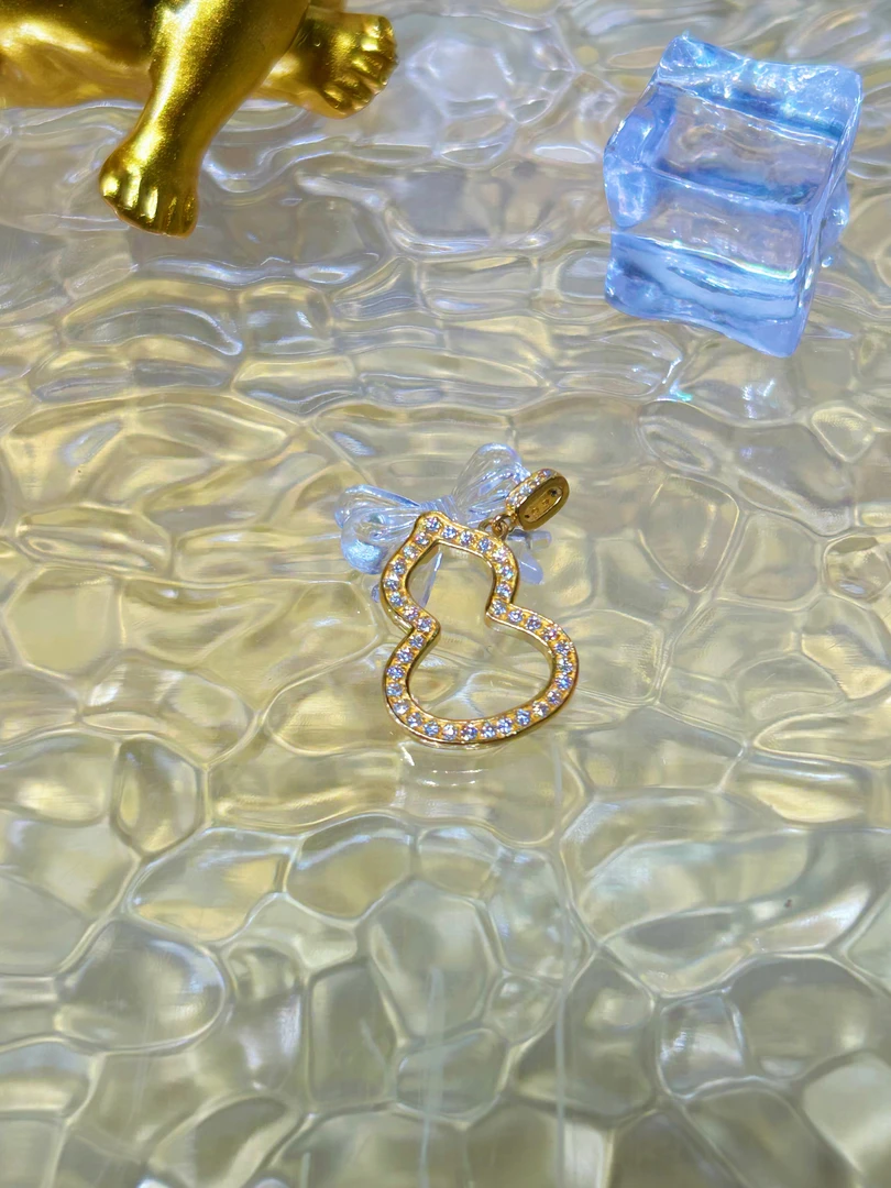 足金999 满钻葫芦吊坠 黄金镶嵌莫桑 5G工艺