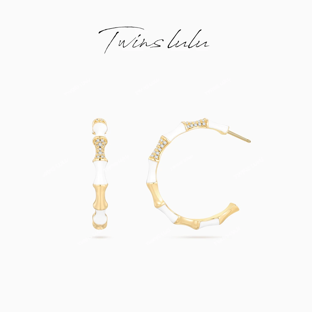 TWINS LULU 镀K金 新年款【原创】高级小众气质竹节耳环TSL2608