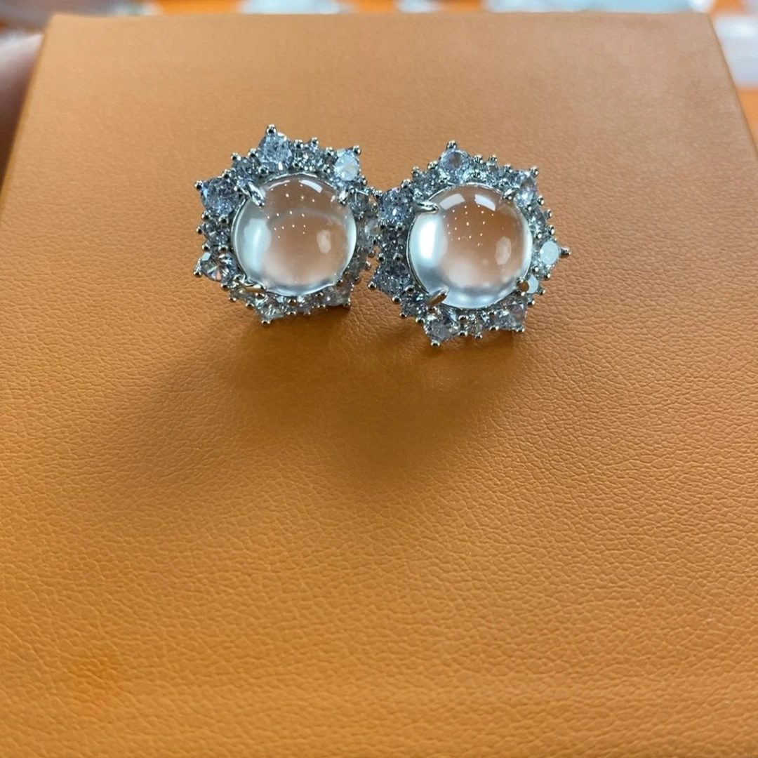 石英质玉银S925镶嵌吊坠(不含链)白**欢